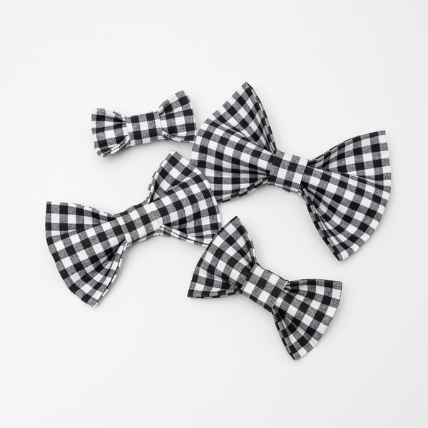 Black & White Gingham Dog Bow Tie