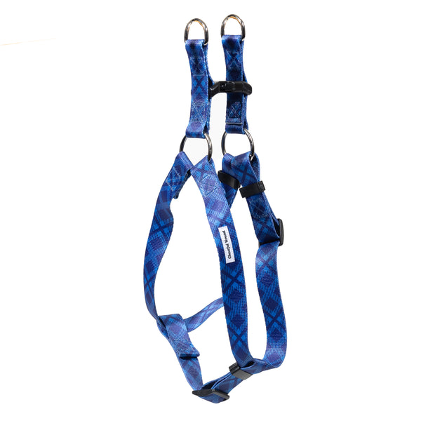 Blue Plaid Dog Step-in Harness