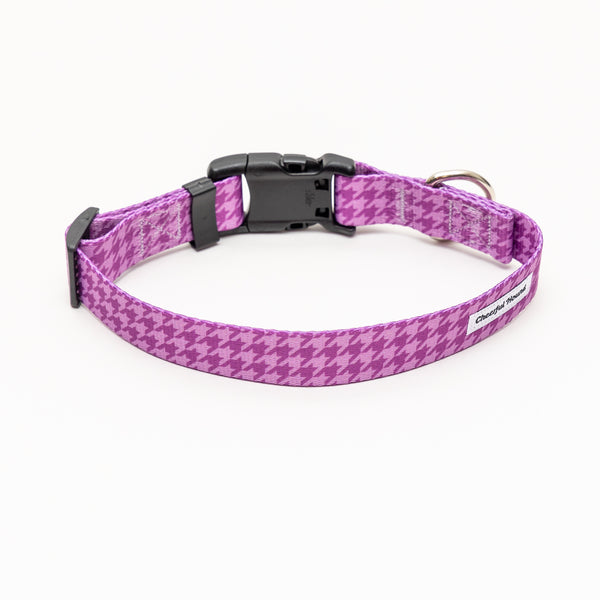 Purple Houndstooth Dog Collar