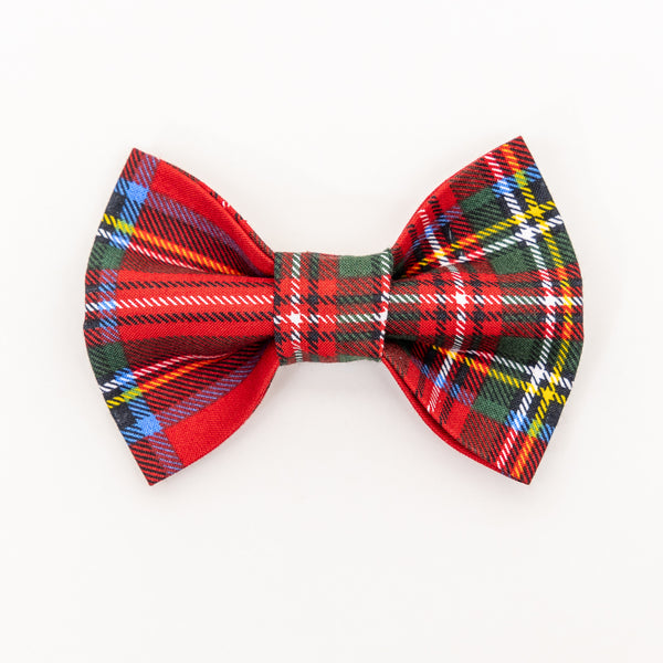 Red Tartan Plaid Dog Bow Tie