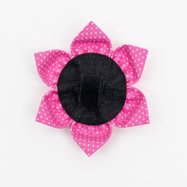 Pink Pin Dot Dog Collar Flower