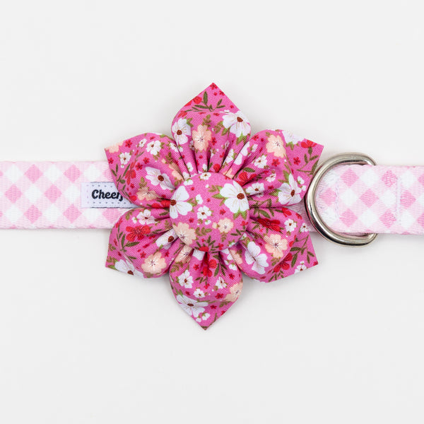 Pink Ditsy Floral Dog Collar Flower