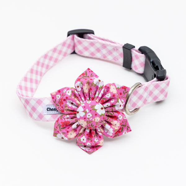 Pink Ditsy Floral Dog Collar Flower