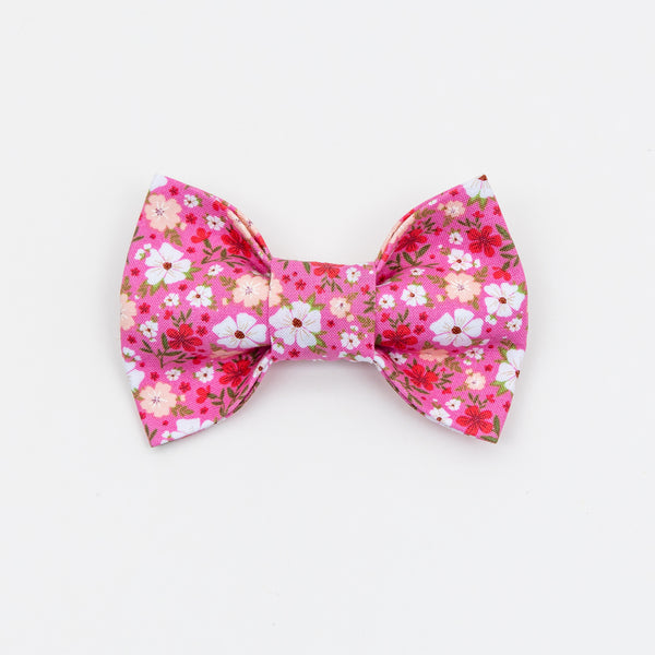 Pink Ditsy Floral Dog Bow Tie