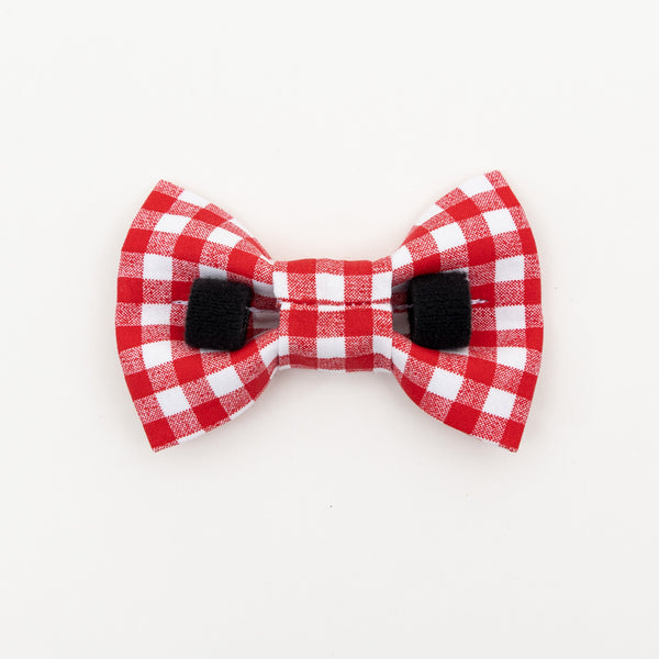 Red & White Gingham Dog Bow Tie