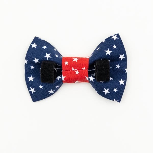 Patriotic Stars on Blue Dog Bow Tie