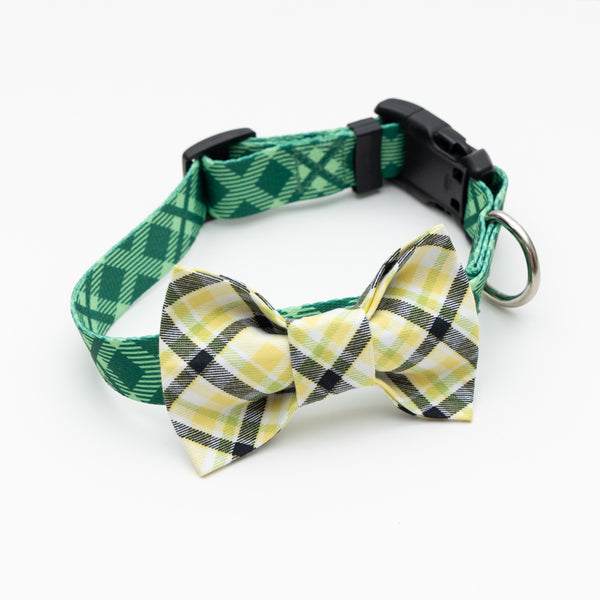 Garden Plaid Dog Bow Tie