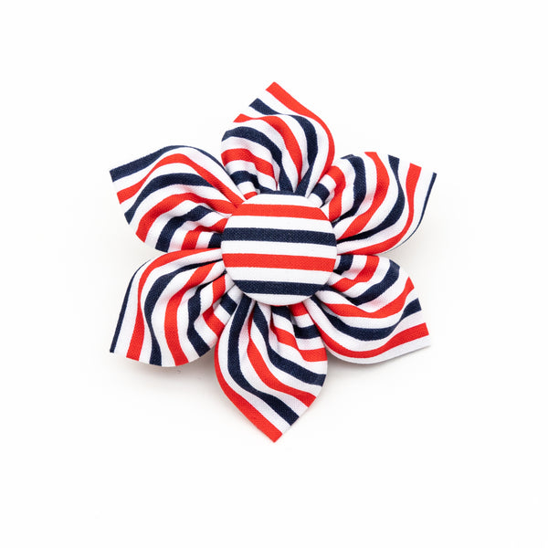 Patriotic Stripes Dog Collar Flower