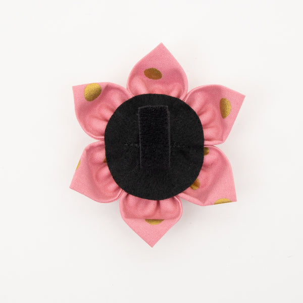 Gold Dots on Pink Dog Collar Flower