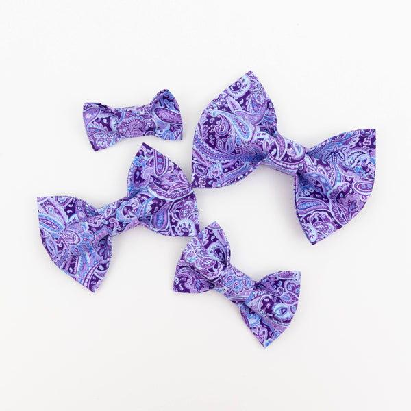 Purple Paisley Dog Bow Tie - Medium Only