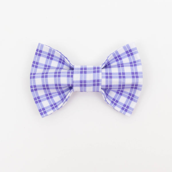 Purple Plaid Dog Bow Tie