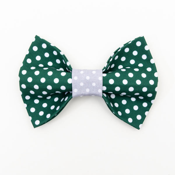Green and Grey Dot Dog Bow Tie