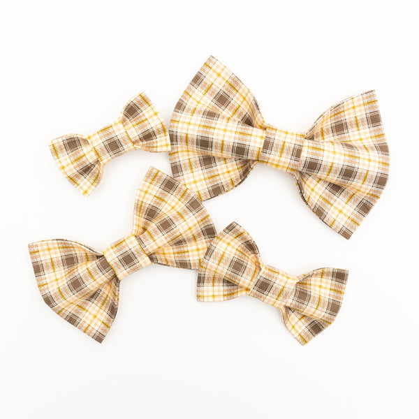 4 sizes Chocolate Plaid Dog Bow Tie by Cheerful Hound