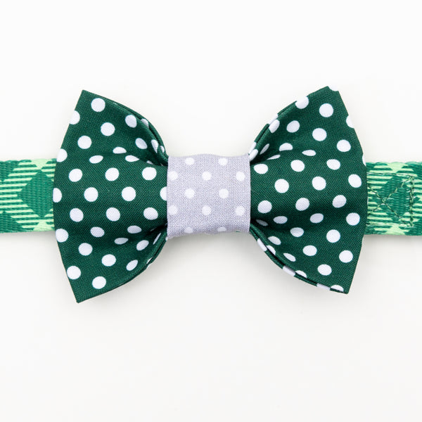 Green and Grey Dot Dog Bow Tie