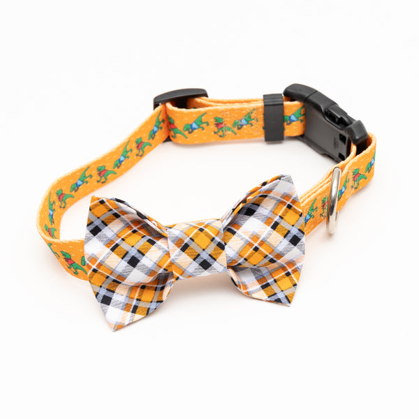 Glow-in-the-Dark Halloween Plaid Dog Bow Tie
