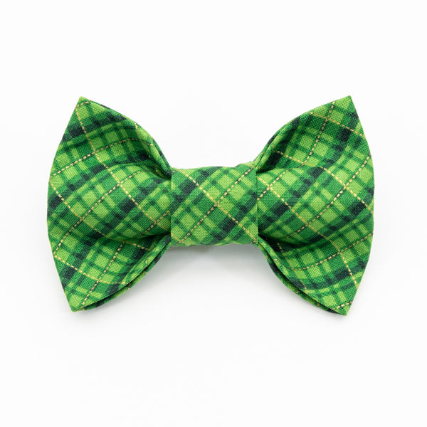 Green and Gold Plaid Dog Bow Tie