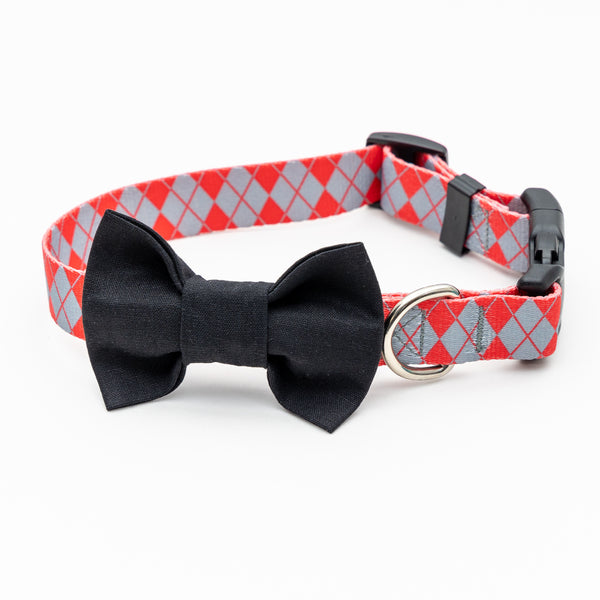 Black Linen Dog Bow Tie