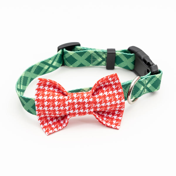 Red Houndstooth Dog Bow Tie