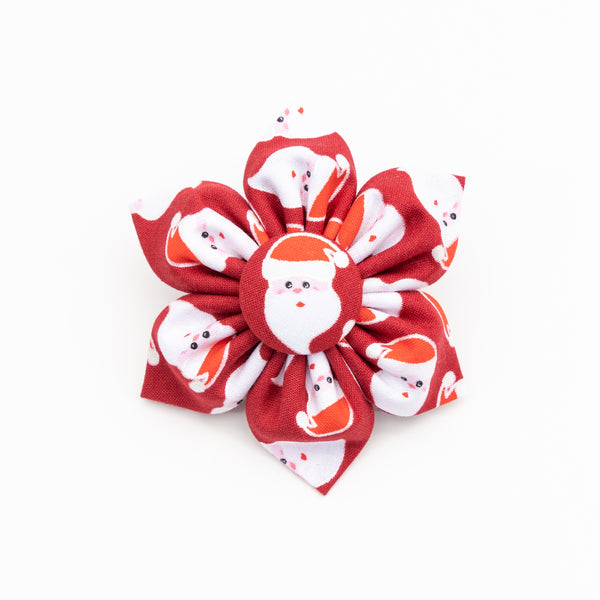 Santa on Red Dog Collar Flower